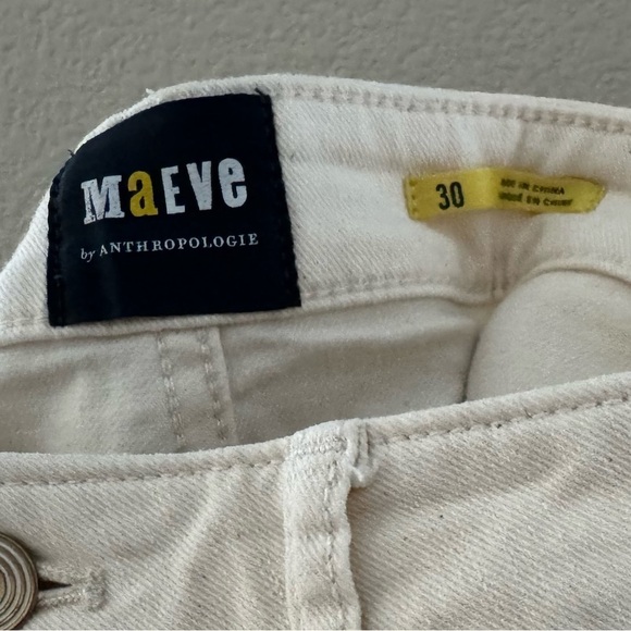 Maeve Jada Wide Leg Jeans Anthropologie 30 Cream Denim Casual Minimalist Classic - Picture 12 of 13